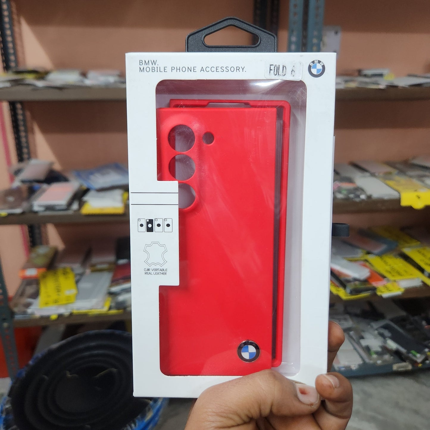 Samsung Galaxy Z Fold 6 Liquid Silicon BMW Logo Case Sport Car Design - Red