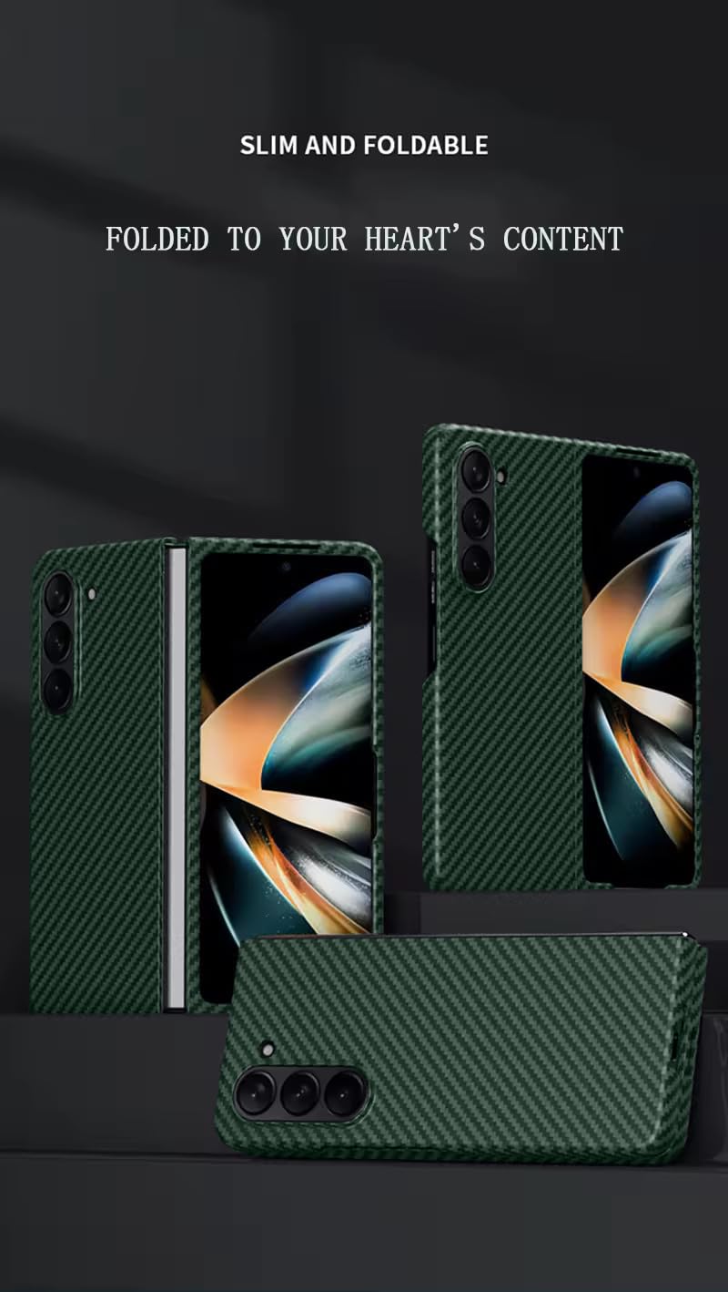 Samsung Galaxy Z Fold 6 0.6mm Super Slim Carbon Texture Aramid Fiber Case - Green