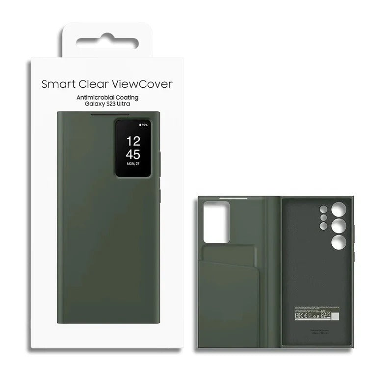 Samsung Galaxy S23 Ultra S-View Window Flip Wallet Case with Tap Control - Green
