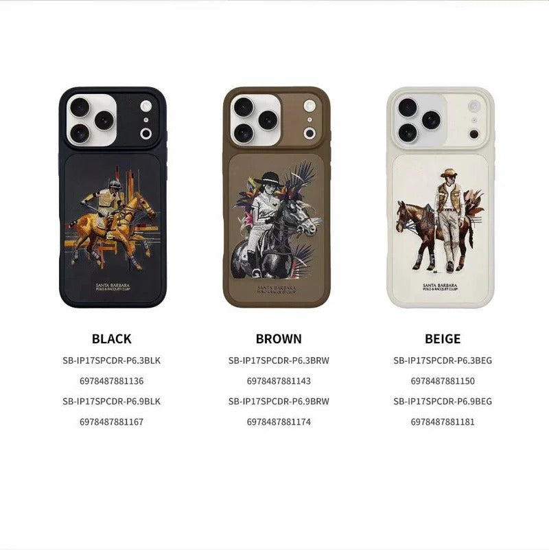 iPhone 17 Pro Max Genuine Leather Original Santa Barbara Polo Club Cedric Series Back Cover - Brown