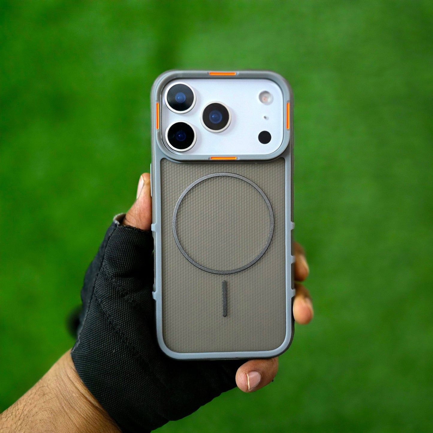 iPhone 17 Pro Max Hybrid Semi-Transparent Anti-Drop Back Cover with Magsafe - Grey