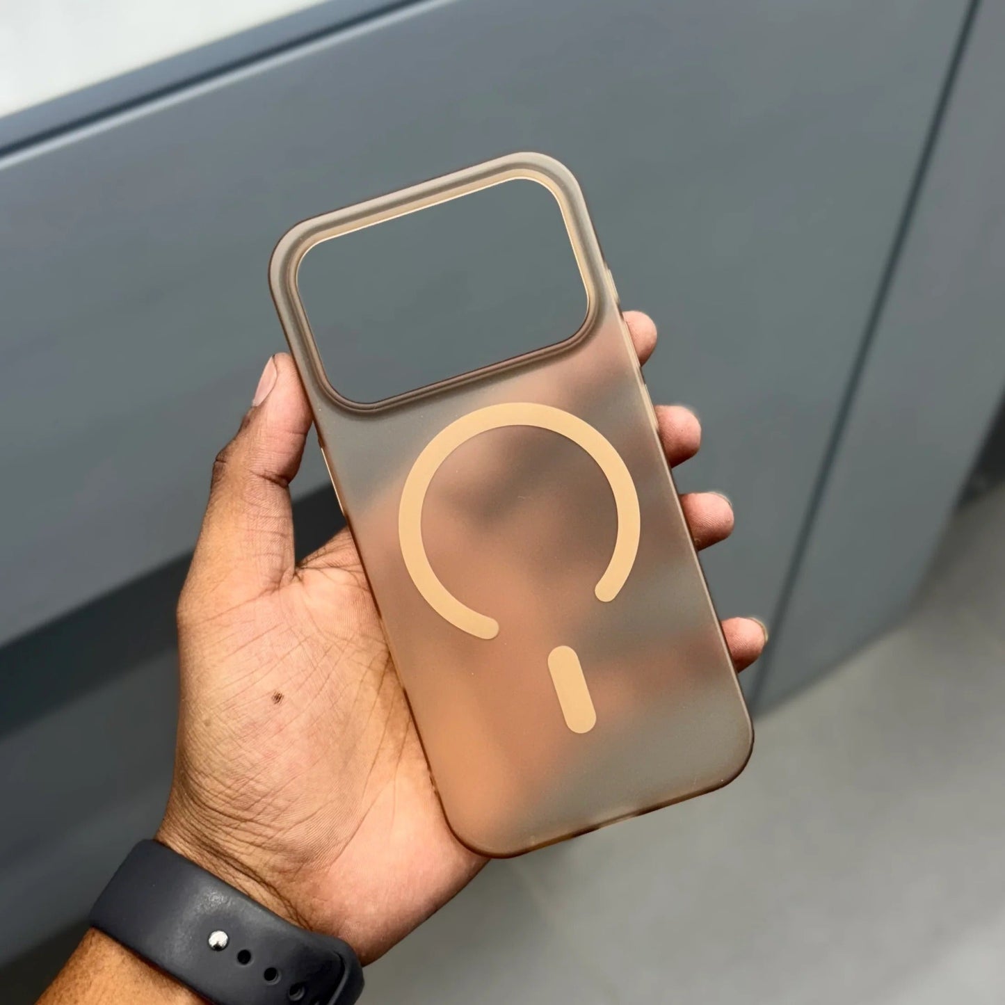 iPhone 17 Pro Max 0.8mm Thin Semi Transparent Matte Finish Smoky Cover with Magsafe - Desert Titanium