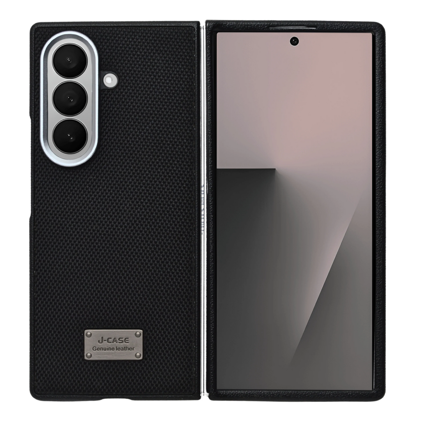 Samsung Galaxy Z Fold7 Vegan Leather Case Slim Cover with Metal Camera Protection - Grey