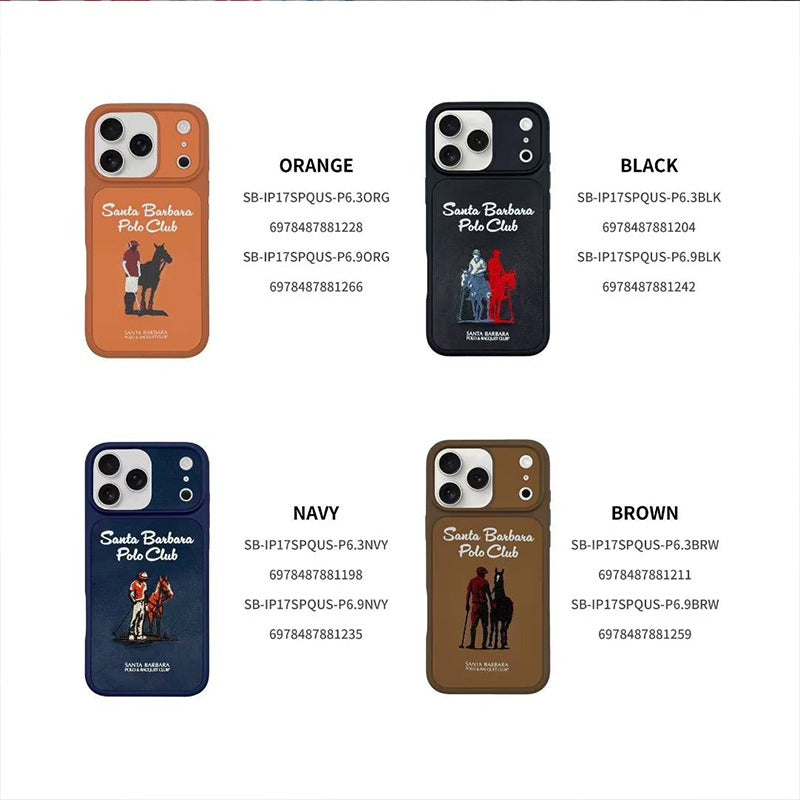 iPhone 17 Pro Max Genuine Leather Original Santa Barbara Polo Club Questa Series Case with Magsafe - Black