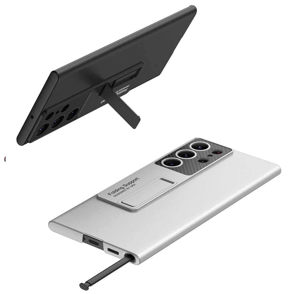 Samsung Galaxy S24 Ultra Super Slim Hard PC Lightweight Case with Invisible Kickstand - Black