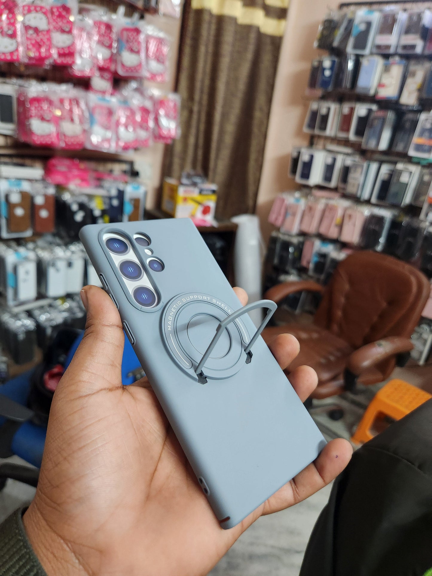 Samsung Galaxy S24 Ultra Hard Case Magnetic Metal Kick-Stand with Magsagfe