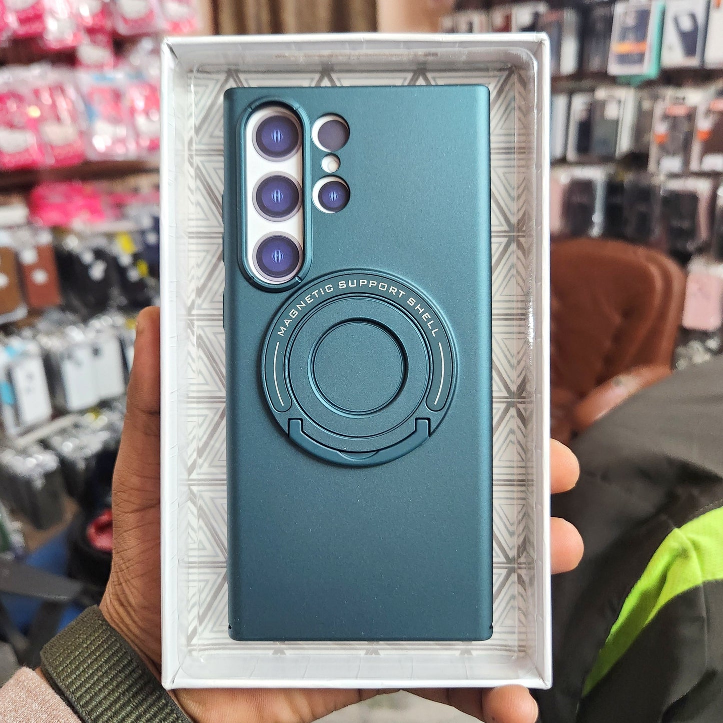 Samsung Galaxy S24 Ultra Hard Case Magnetic Metal Kick-Stand with Magsagfe