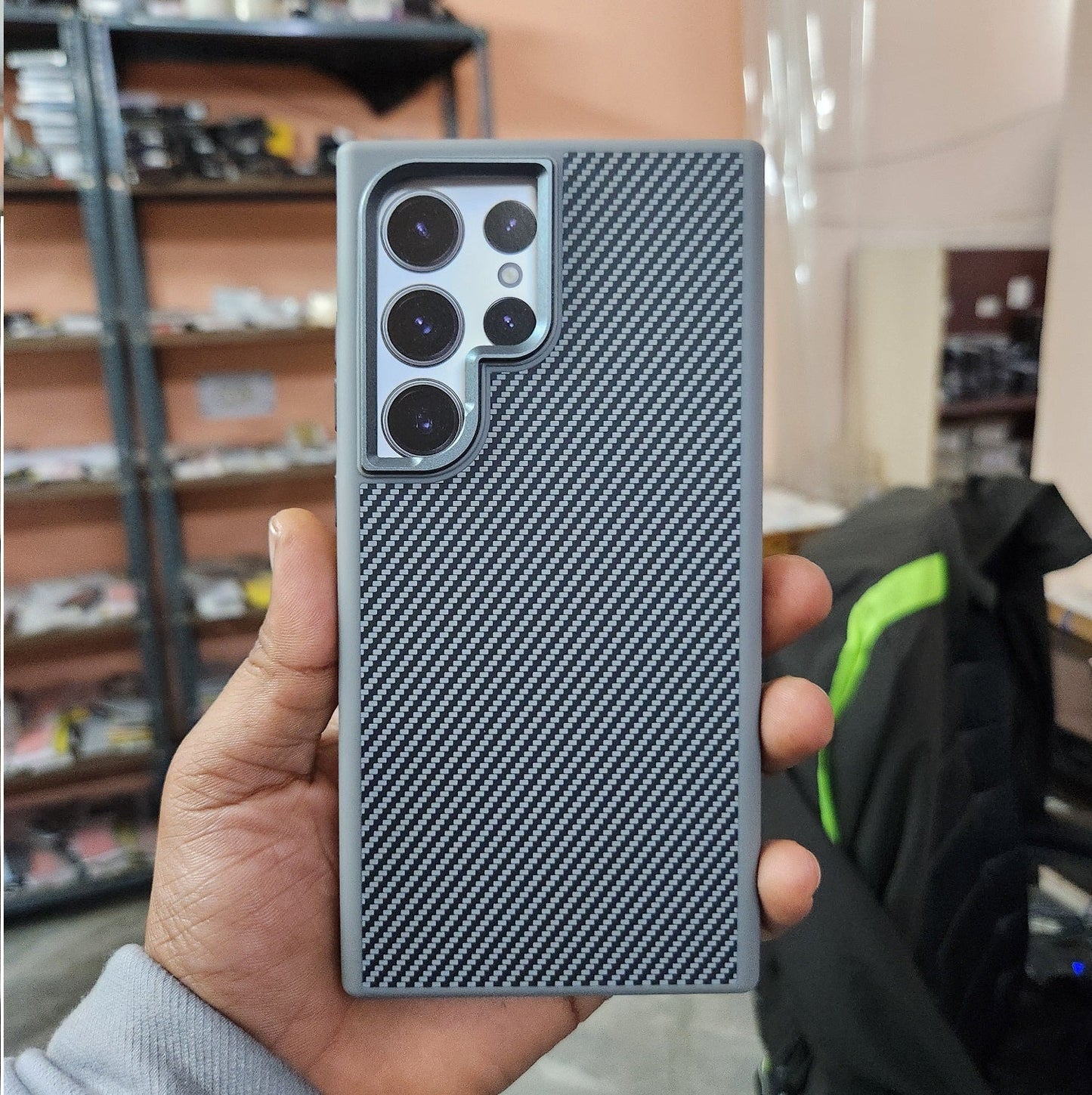 Samsung Galaxy S25 Ultra Matte Finish Defender Series Carbon Case with Metal Camera Protection - Grey