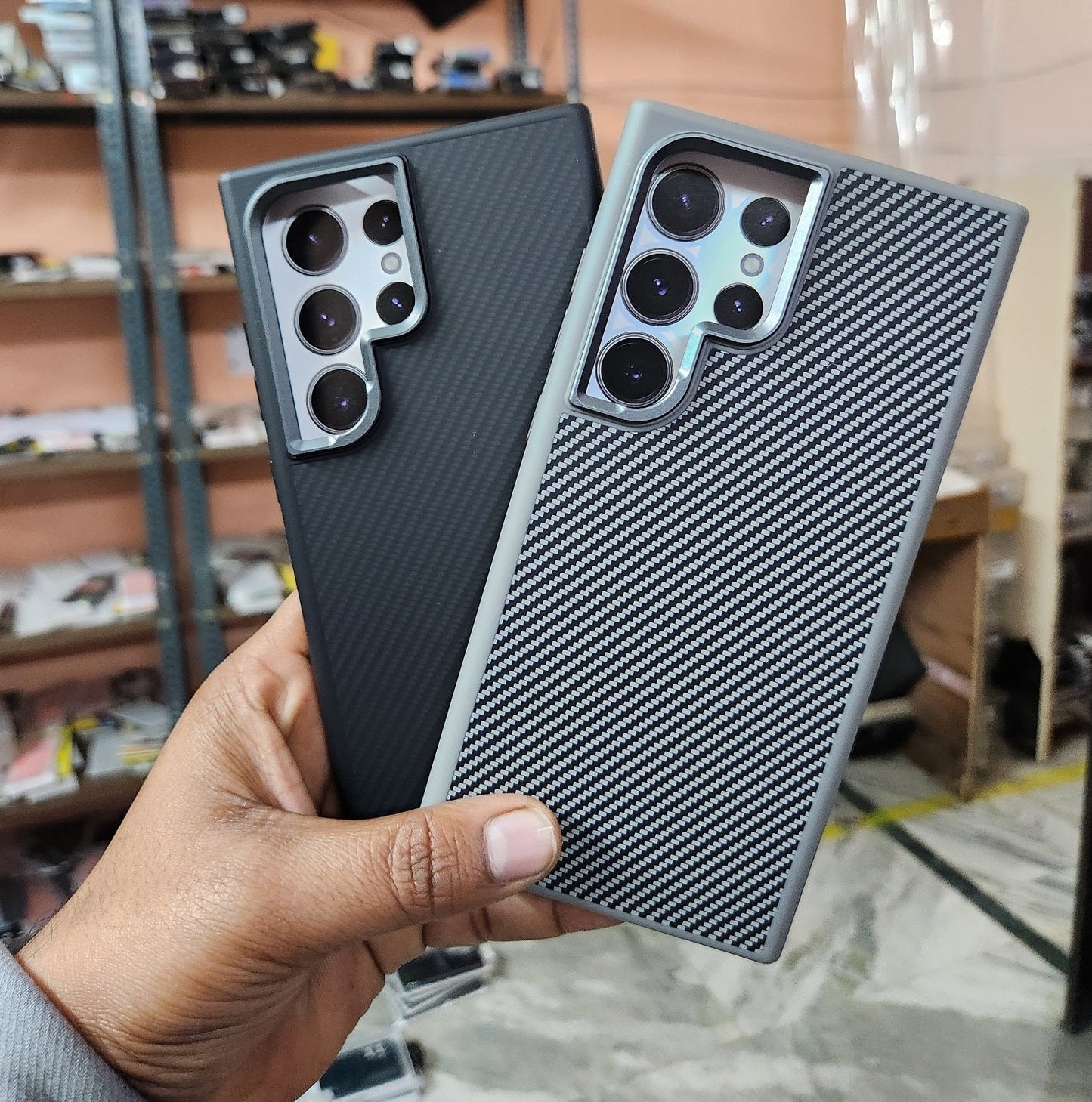 Samsung Galaxy S24 Ultra Matte Finish Defender Series Carbon Case with Metal Camera Protection - Grey