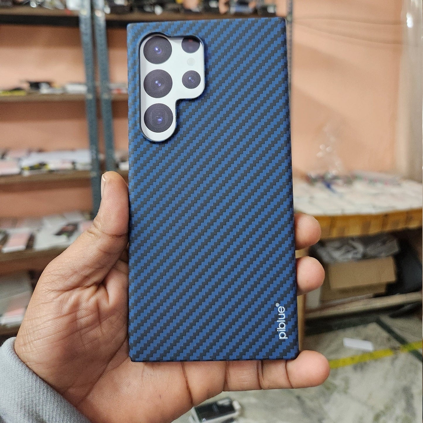 Samsung Galaxy S24 Ultra Samsung Galaxy S24 Ultra Sturdy Durable Carban Aramid Fiber Super Light at 0.6mm Thin Case - Blue