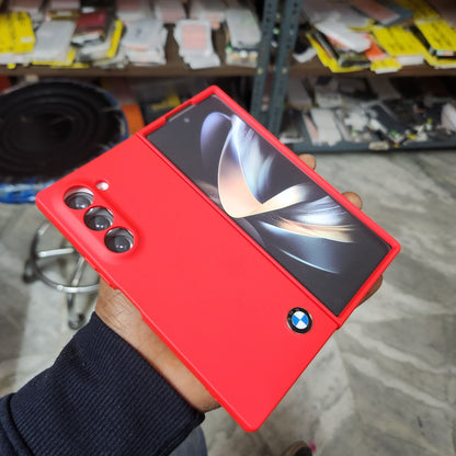 Samsung Galaxy Z Fold 6 Liquid Silicon BMW Logo Case Sport Car Design - Red