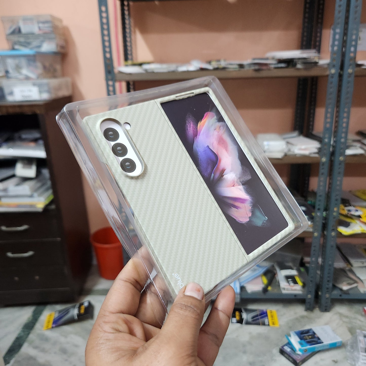 Samsung Galaxy Z Fold 6 0.6mm Super Slim Carbon Texture Aramid Fiber Case - Titanium