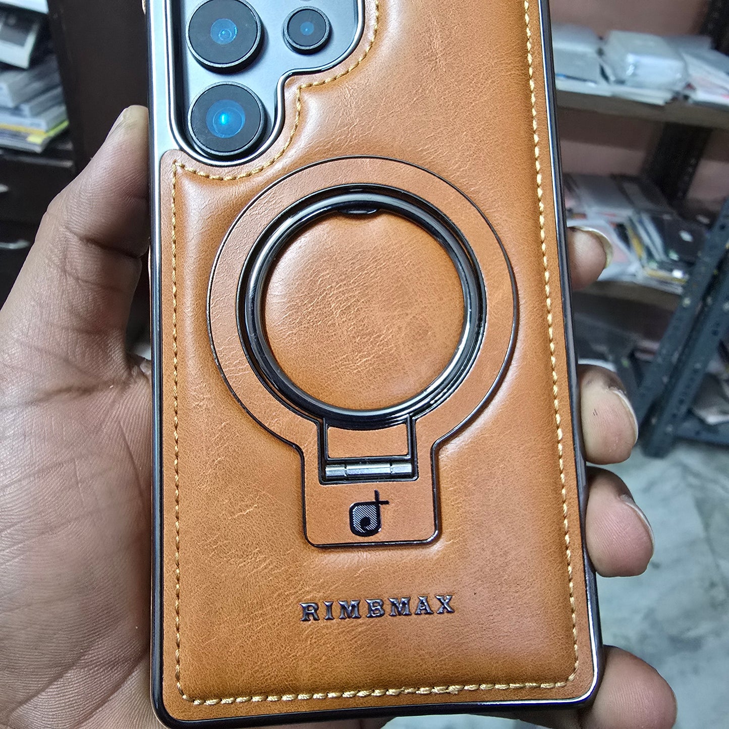 Samsung Galaxy S25 Ultra Leather Case, Premium PU Leather Case with Invisible Stand Magsafe Case - Brown