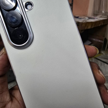 Samsung Galaxy Z Fold7 Premium Electroplating Leather Case Soft Inside - White