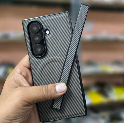 Samsung Galaxy Z Fold7 Carbon Texture Case with Detachable Hinge Protection with Magsafe - Brown