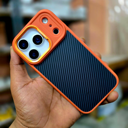 iPhone 17 Pro Max Soft Carbon Texture Case with Camera Control Button and Magsafe - Orange