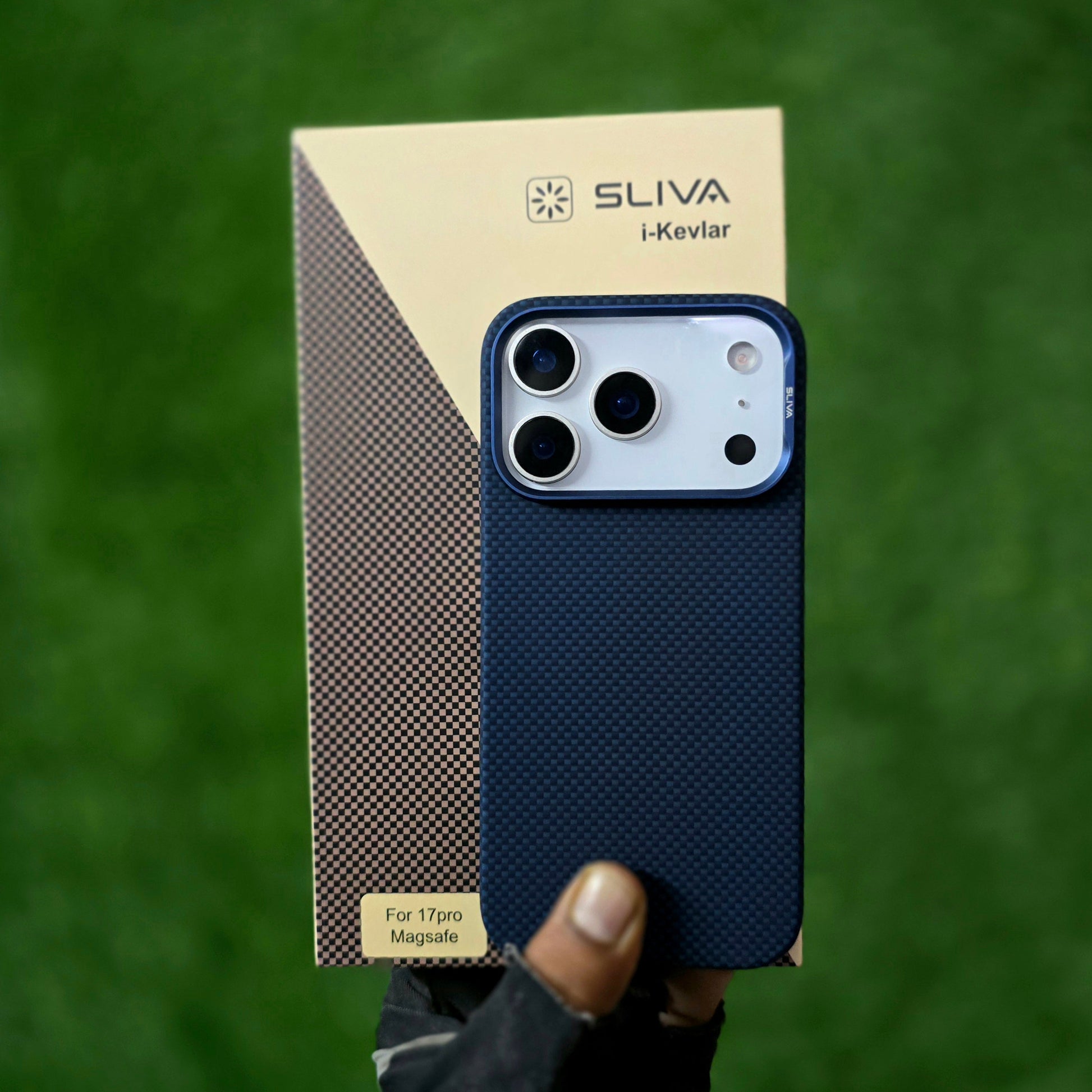 iPhone 17 Pro 0.4mm Thin Real Aramid Carbon Fiber Case with Magsafe - Blue