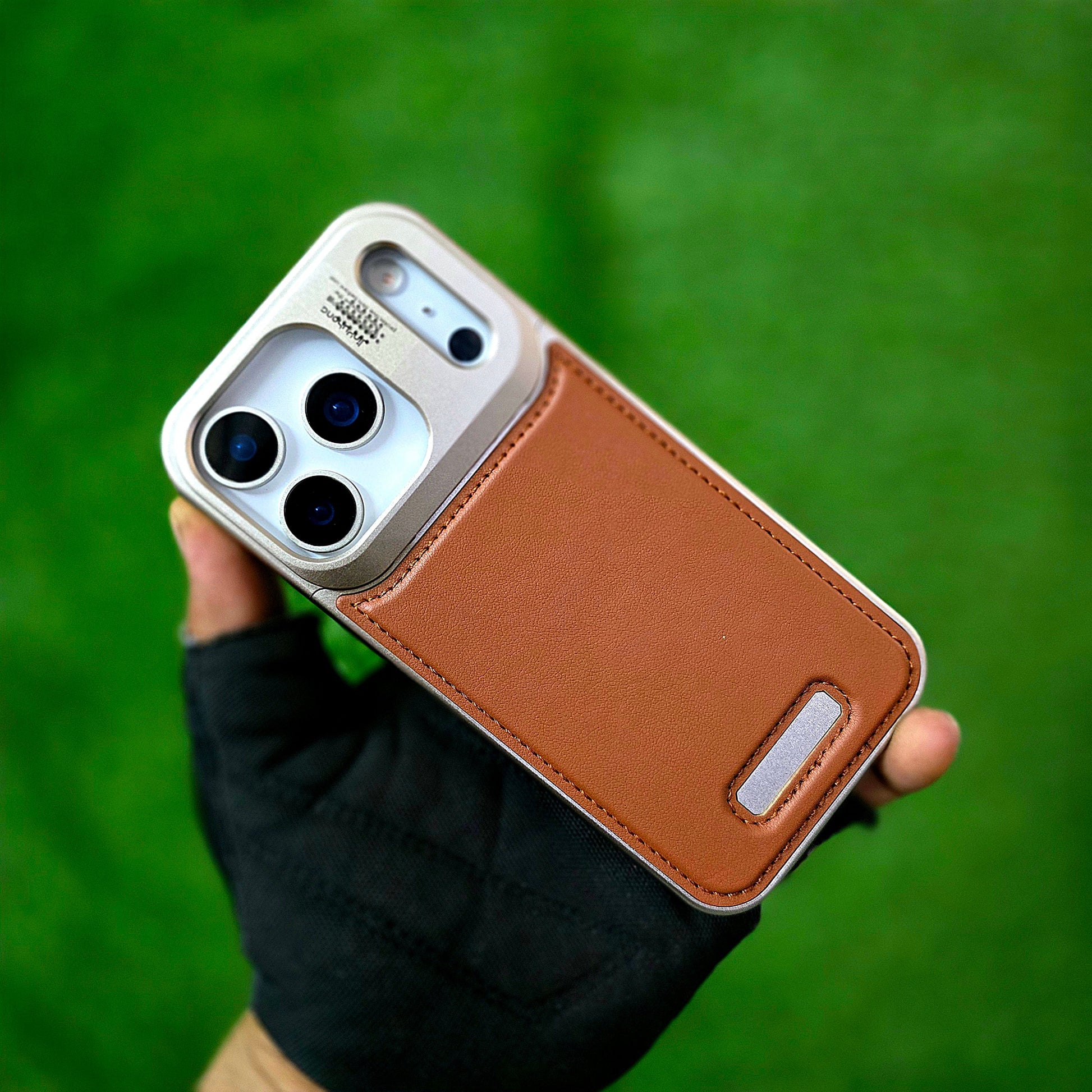 iPhone 17 Pro Max Metal Cover, AeroFLex Metal Frame Less Leather Case with Magsafe