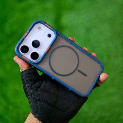 iPhone 17 Pro Max Hybrid Semi-Transparent Anti-Drop Back Cover with Magsafe - Blue