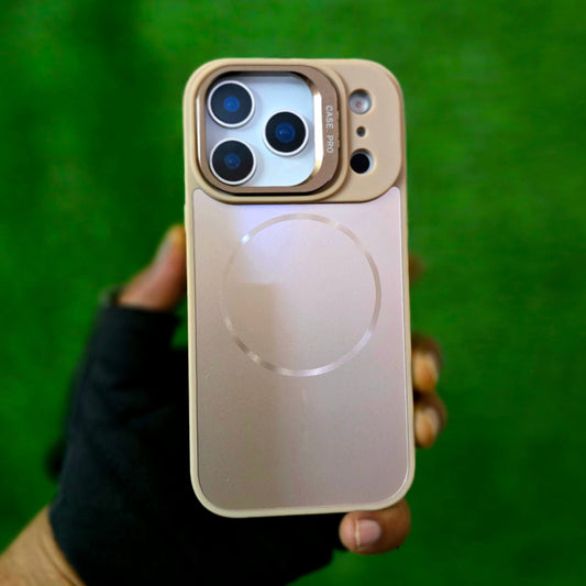 iPhone 17 Pro Max Matte Finish Metal Camera Kickstand Back Cover with Magsafe - Desert Titanium