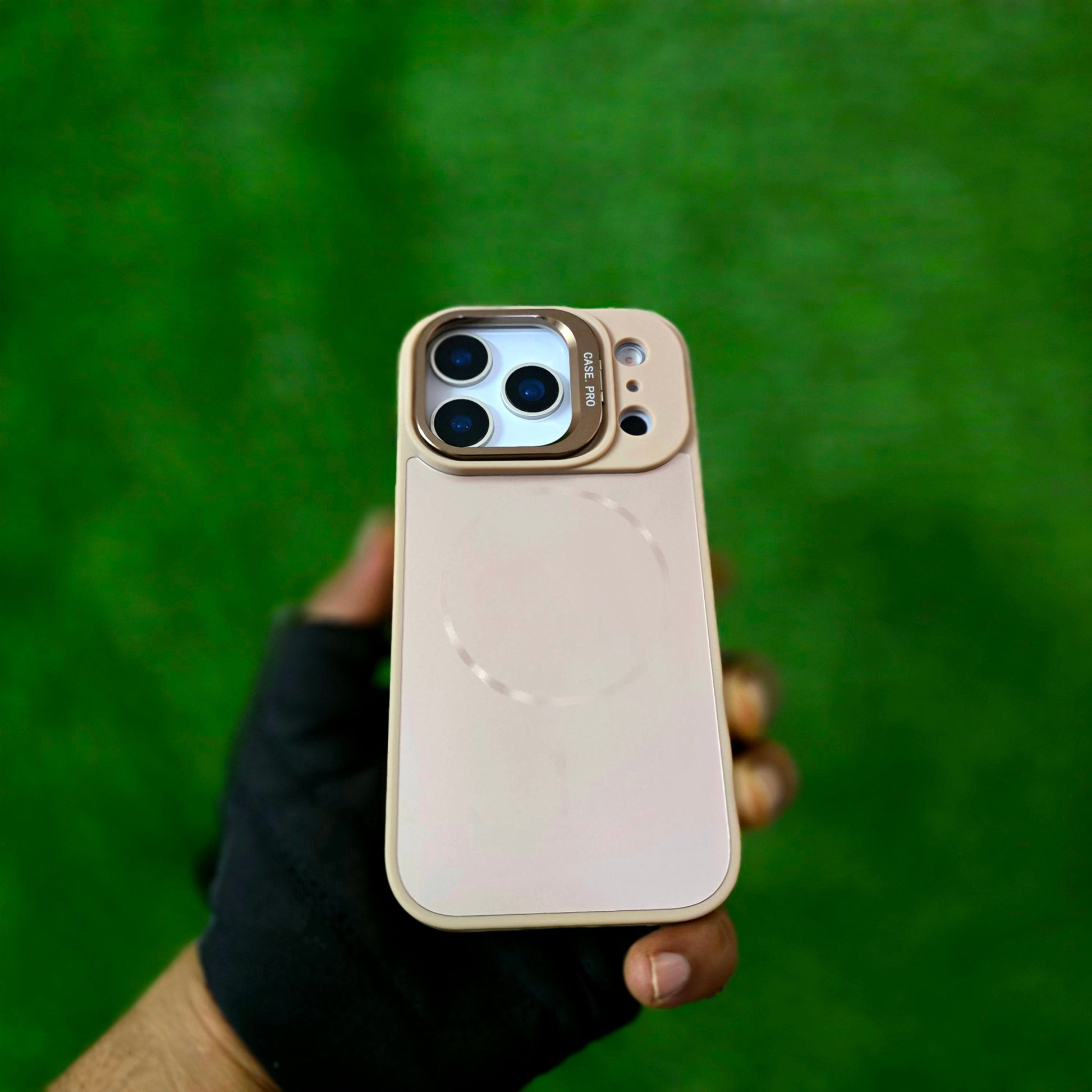 iPhone 17 Pro Max Matte Finish Metal Camera Kickstand Back Cover with Magsafe - Desert Titanium