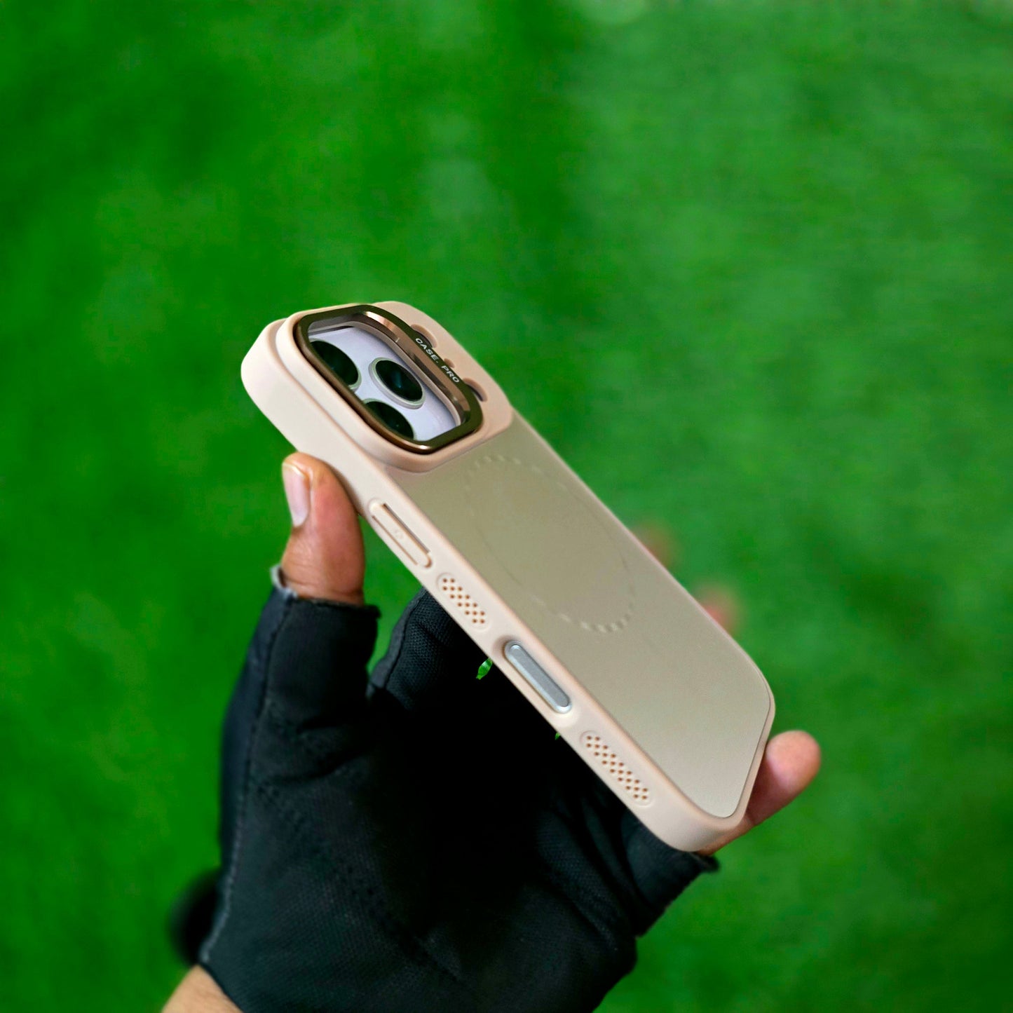 iPhone 17 Pro Max Matte Finish Metal Camera Kickstand Back Cover with Magsafe - Desert Titanium