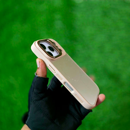 iPhone 17 Pro Max Matte Finish Metal Camera Kickstand Back Cover with Magsafe - Desert Titanium