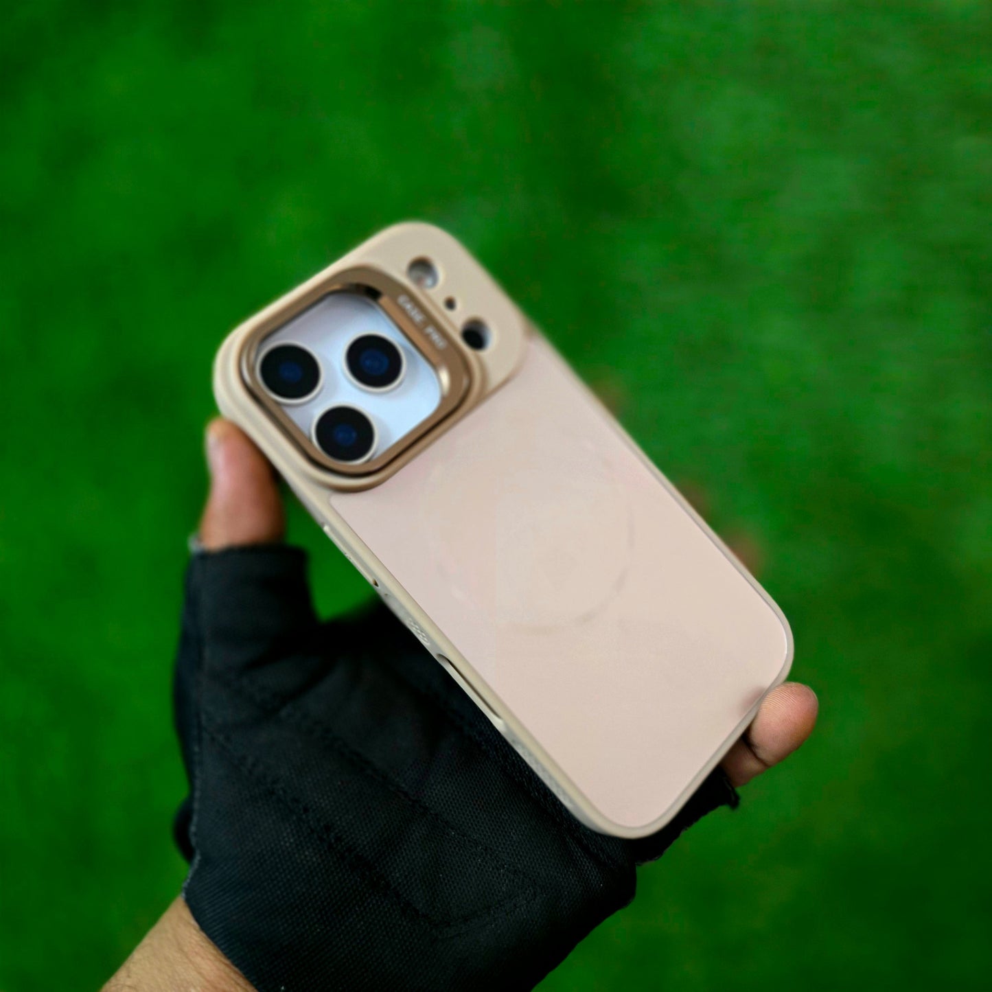 iPhone 17 Pro Max Matte Finish Metal Camera Kickstand Back Cover with Magsafe - Desert Titanium