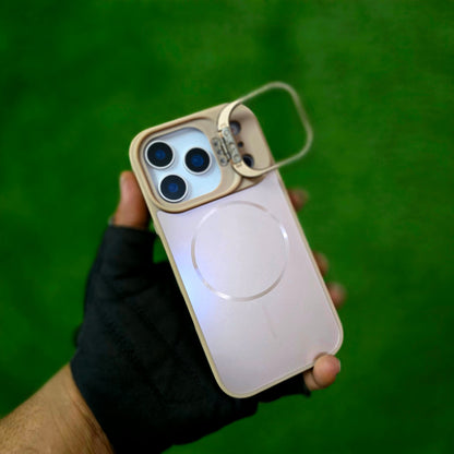 iPhone 17 Pro Max Matte Finish Metal Camera Kickstand Back Cover with Magsafe - Desert Titanium