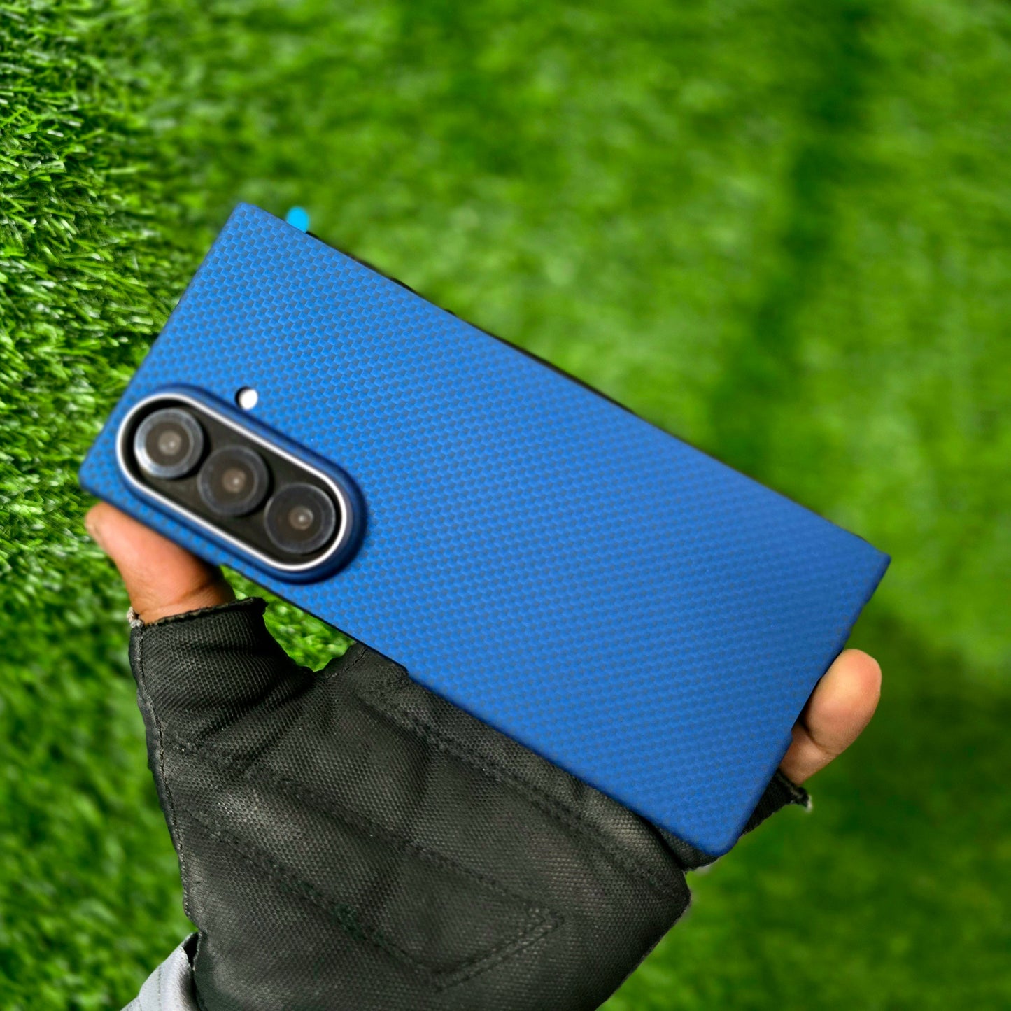 Samsung Galaxy Z Fold7 0.5mm Ultra Thin Carbon Fiber Cover with Metal Camera Protection - Blue