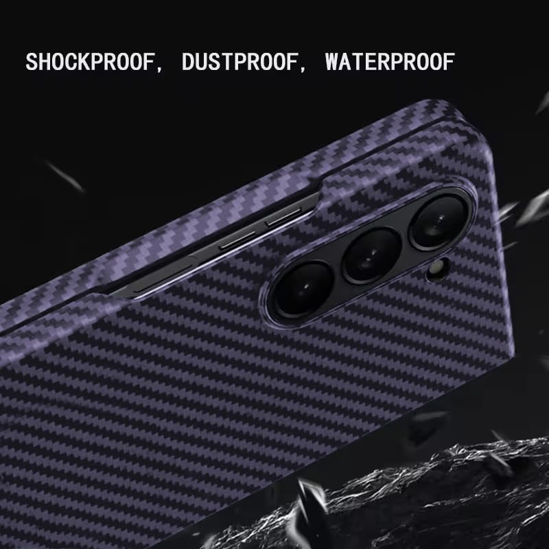 Samsung Galaxy Z Fold 6 0.6mm Super Slim Carbon Texture Aramid Fiber Case - Purple