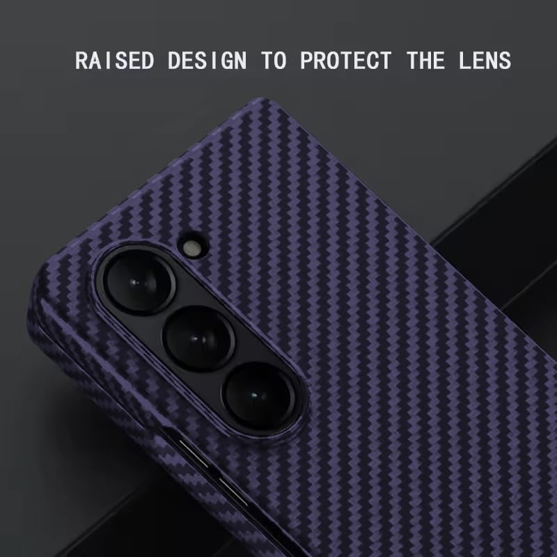 Samsung Galaxy Z Fold 6 0.6mm Super Slim Carbon Texture Aramid Fiber Case - Purple