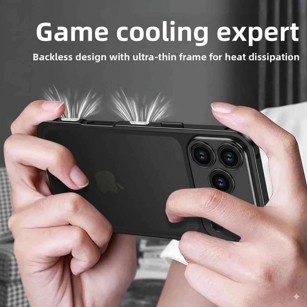 iPhone 17 Pro Max Metal Bumper Case, Element X Cooling with Camera Protector - Black