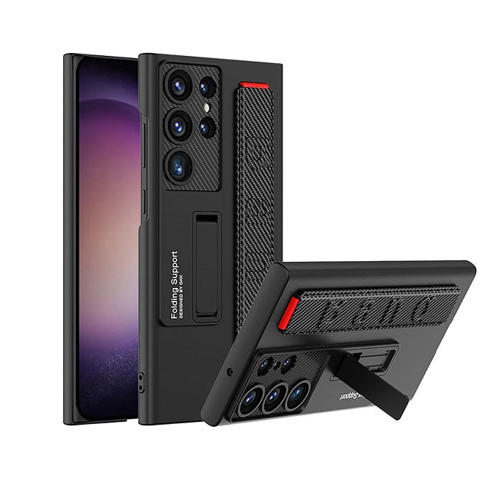 Samsung Galaxy S24 Ultra Slim Hard PC with Wrist Strap Lightweight Camera Protection Band Case - Carbon Black