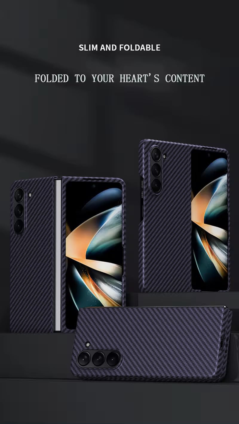 Samsung Galaxy Z Fold 6 0.6mm Super Slim Carbon Texture Aramid Fiber Case - Purple