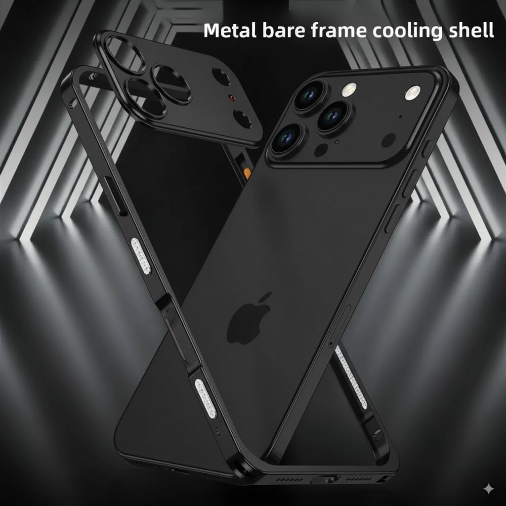 iPhone 17 Pro Max Metal Bumper Case, Element X Cooling with Camera Protector - Black