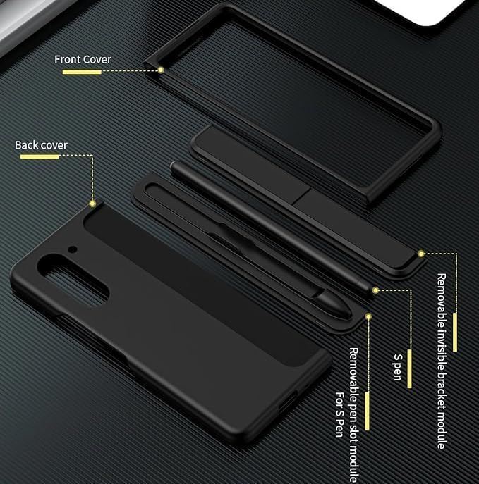 Samsung Galaxy Z Fold6 Hard PC Matte Finish Removable S-Pen Slot & Kickstand Case - Black