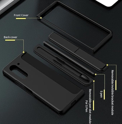 Samsung Galaxy Z Fold6 Hard PC Matte Finish Removable S-Pen Slot & Kickstand Case - Black