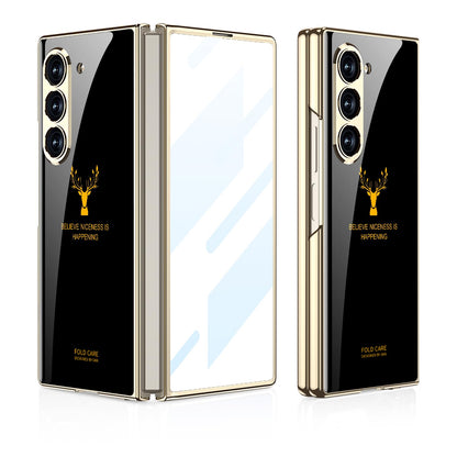 Samsung Galaxy Z Fold 6 Original GKK Glossy Deer Glass Case with Front Glass - Black Deer
