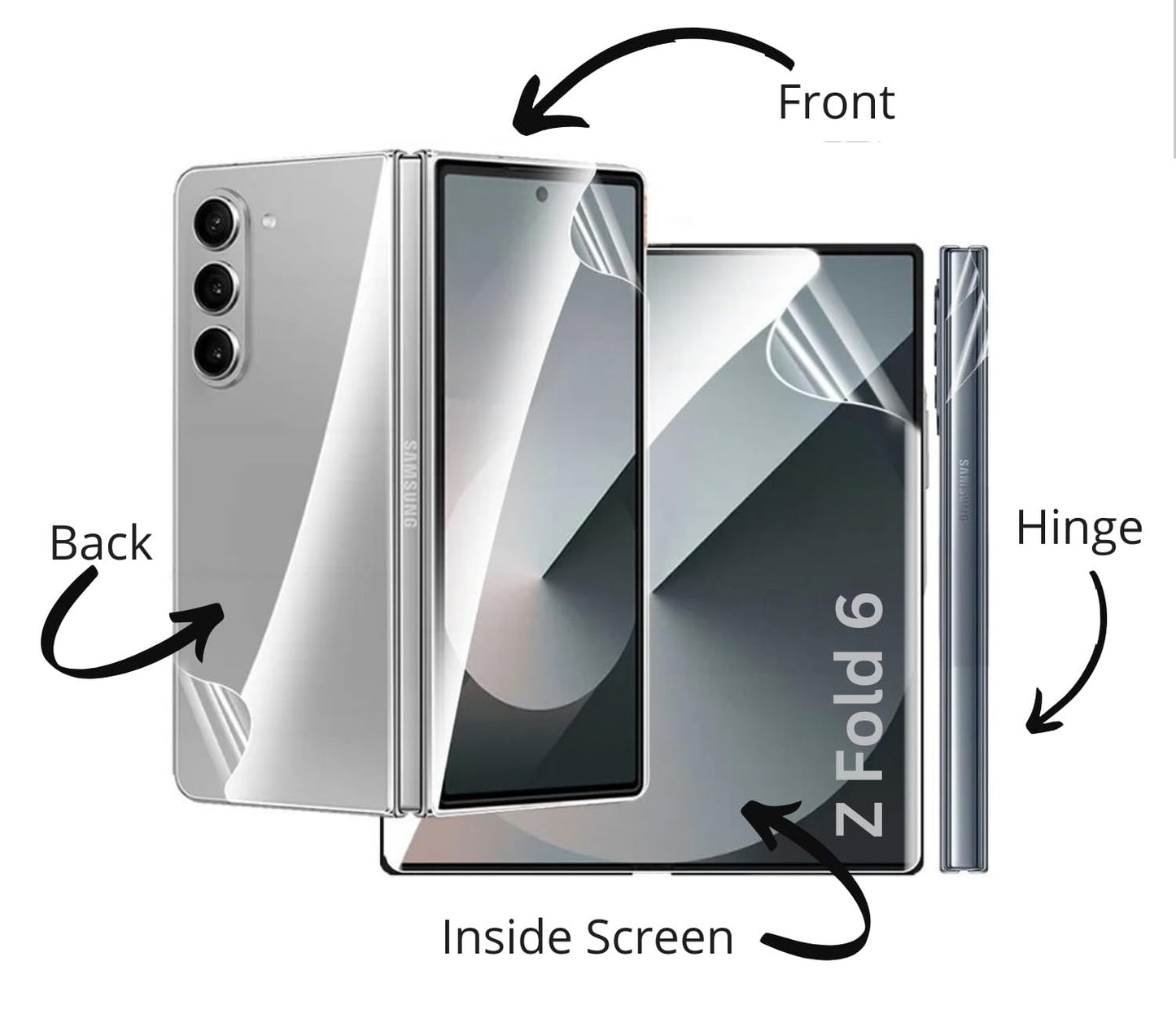 Samsung Galaxy Z Fold 6 Full Body 360° Protection Screen Guard (Not Tempered Glass) Set of 4