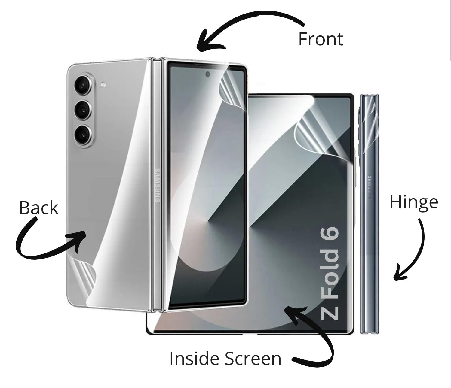 Samsung Galaxy Z Fold 6 Full Body 360° Protection Screen Guard (Not Tempered Glass) Set of 4