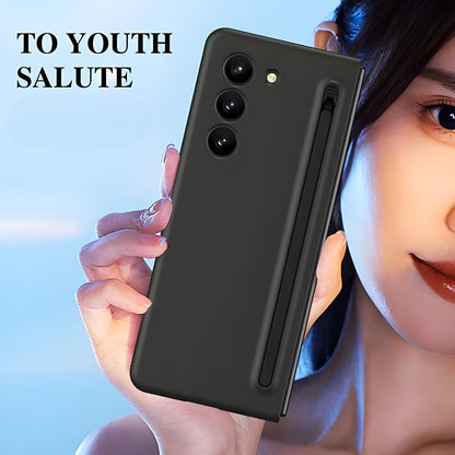 Samsung Galaxy Z Fold 6 Silky Liquid PC Matte S-Pen Case (With Front Glass) - Black