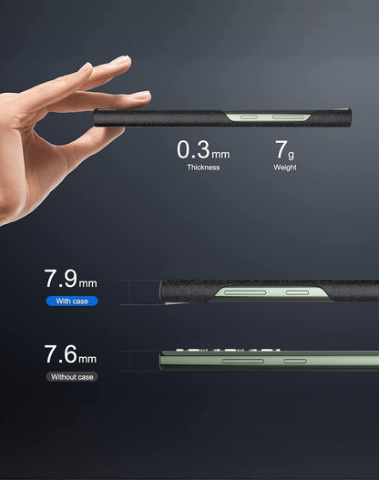 Samsung Galaxy S23 Ultra Super Slim Leather Case with Logo - Black