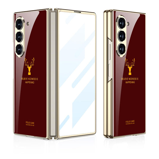 Samsung Galaxy Z Fold 6 Original GKK Glossy Deer Glass Case with Front Glass - Green Deer