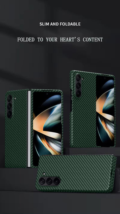Samsung Galaxy Z Fold 6 0.6mm Super Slim Carbon Texture Aramid Fiber Case - Green