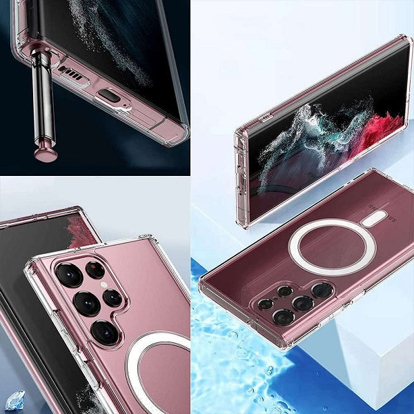 Samsung Galaxy S23 Ultra Hybrid Magnetic Protective Clear Case - Transparent