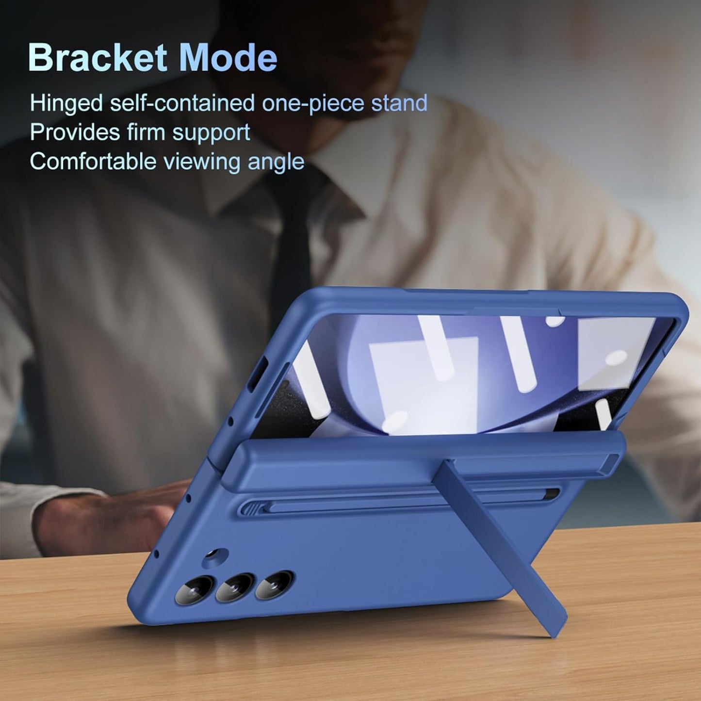 Samsung Galaxy Z Fold6 Silky Liquid PC Matte S-Pen, Kickstand and Hinge Protection Case in-Built Front Glass - Titanium Grey