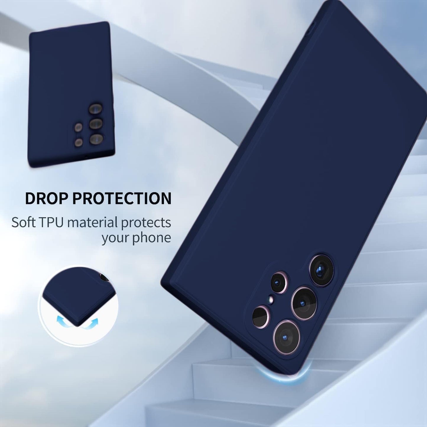 Samsung Galaxy S23 Ultra Original Flexible Matte Liquid Silicon Case With Logo - Blue