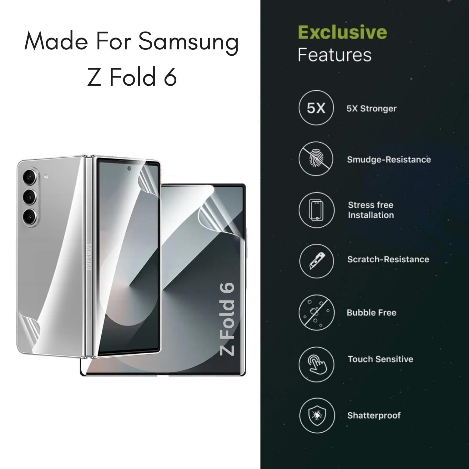 Samsung Galaxy Z Fold 6 Full Body 360° Protection Screen Guard (Not Tempered Glass) Set of 4