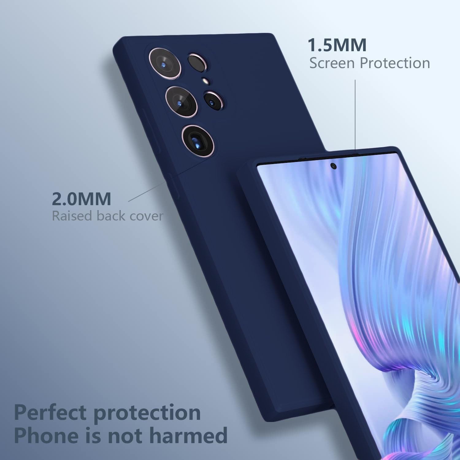 Samsung Galaxy S23 Ultra Original Flexible Matte Liquid Silicon Case With Logo - Blue